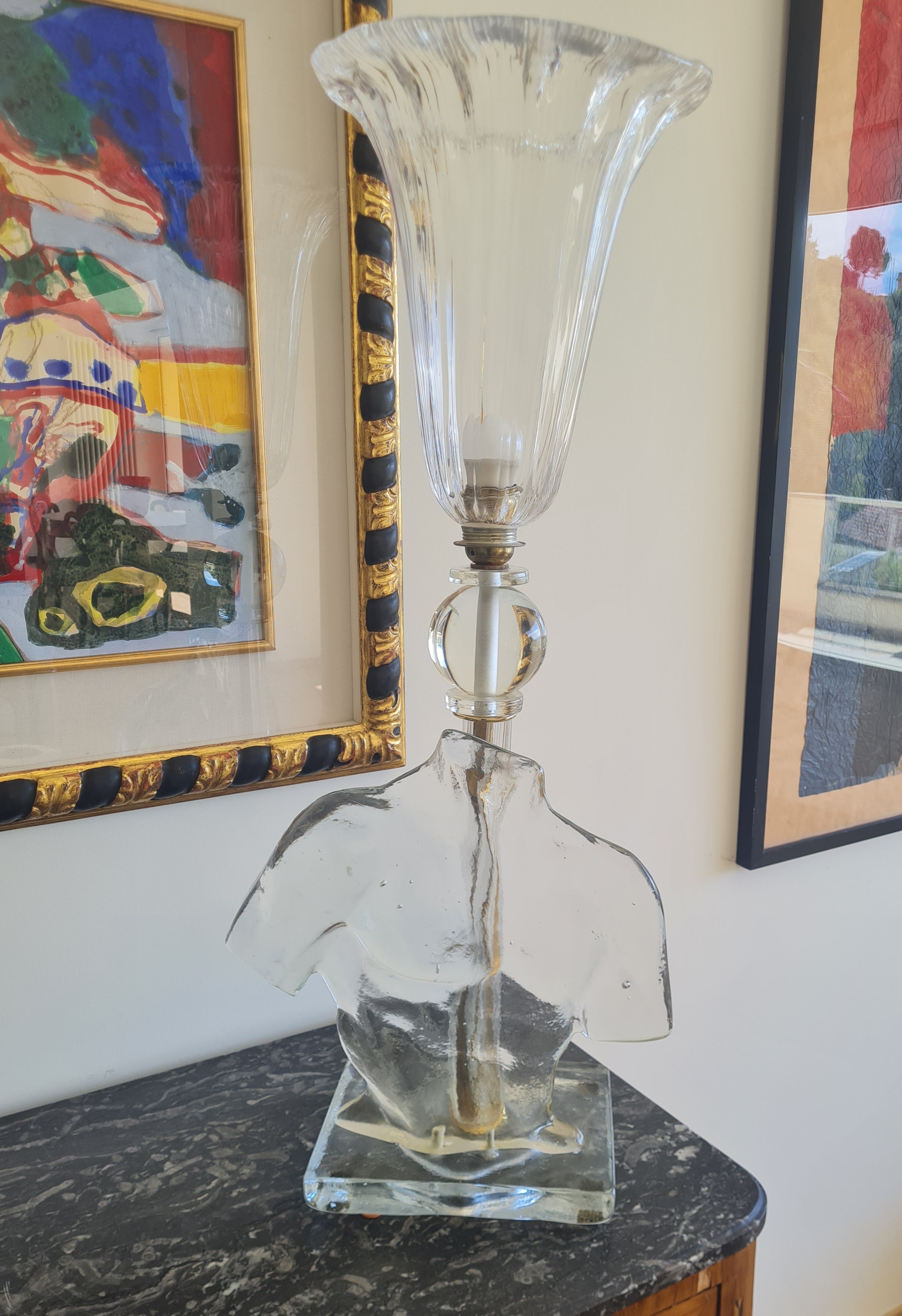 Murano Art Glass Table Lamp – Sculptural Male Torso – Italy, 1960s