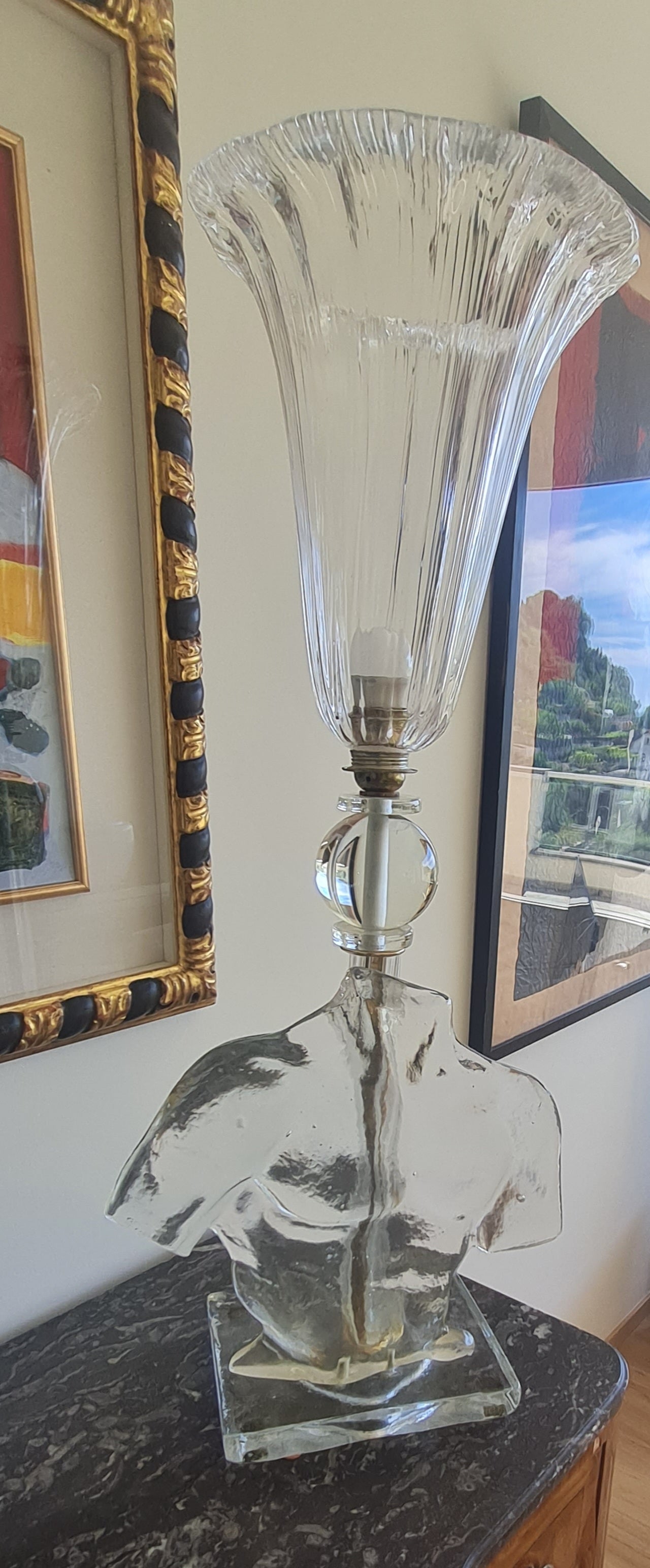 Murano Art Glass Table Lamp – Sculptural Male Torso – Italy, 1960s