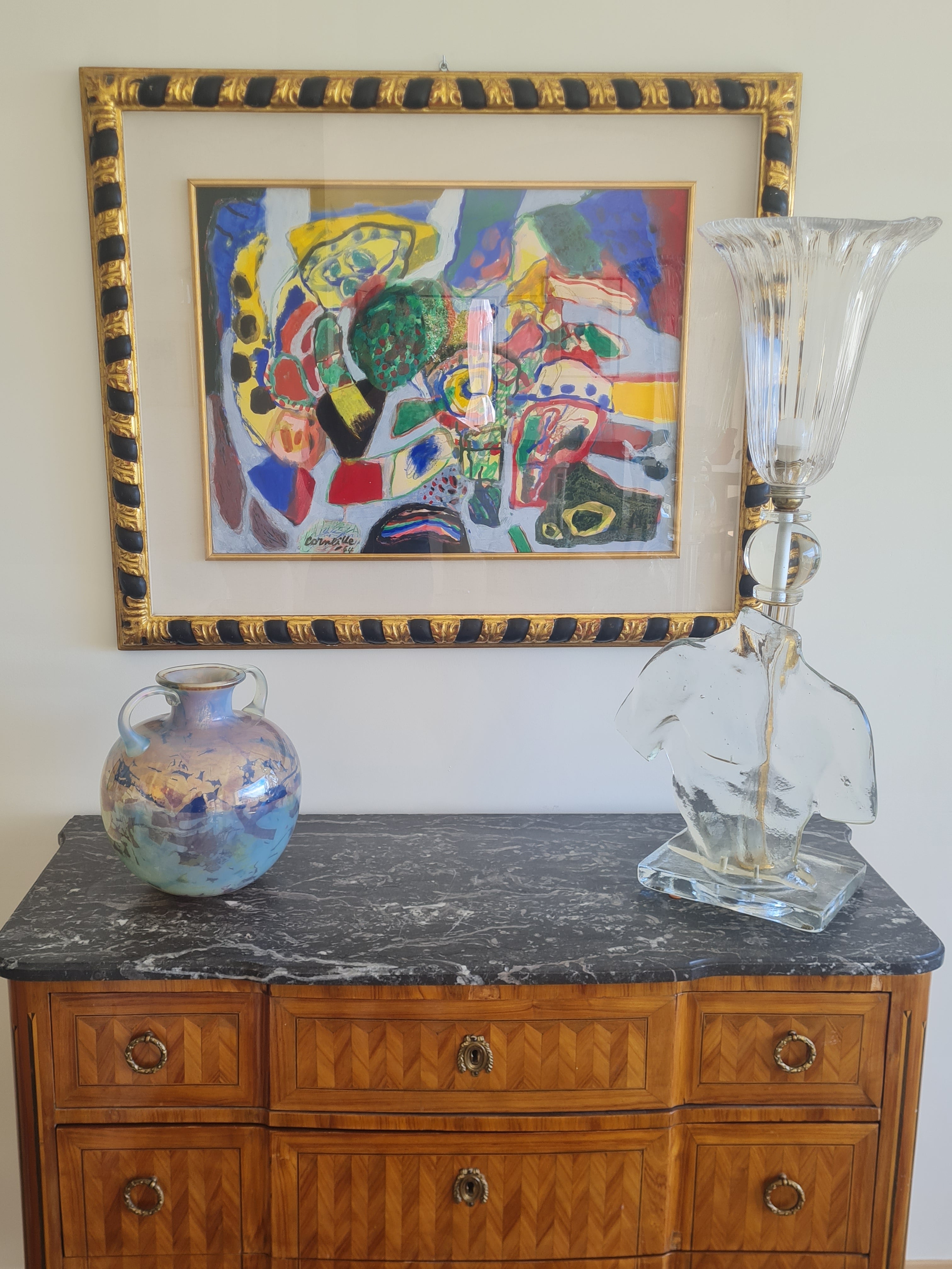 AVEM Murano Glass Vase – “Anse Volanti” Series – Iridescent Double Handles – Italy, c. 1950s