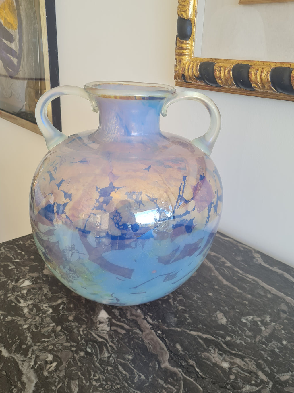 AVEM Murano Glass Vase – “Anse Volanti” Series – Iridescent Double Handles – Italy, c. 1950s