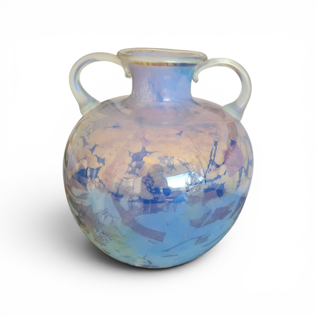 AVEM Murano Glass Vase – “Anse Volanti” Series – Iridescent Double Handles – Italy, c. 1950s