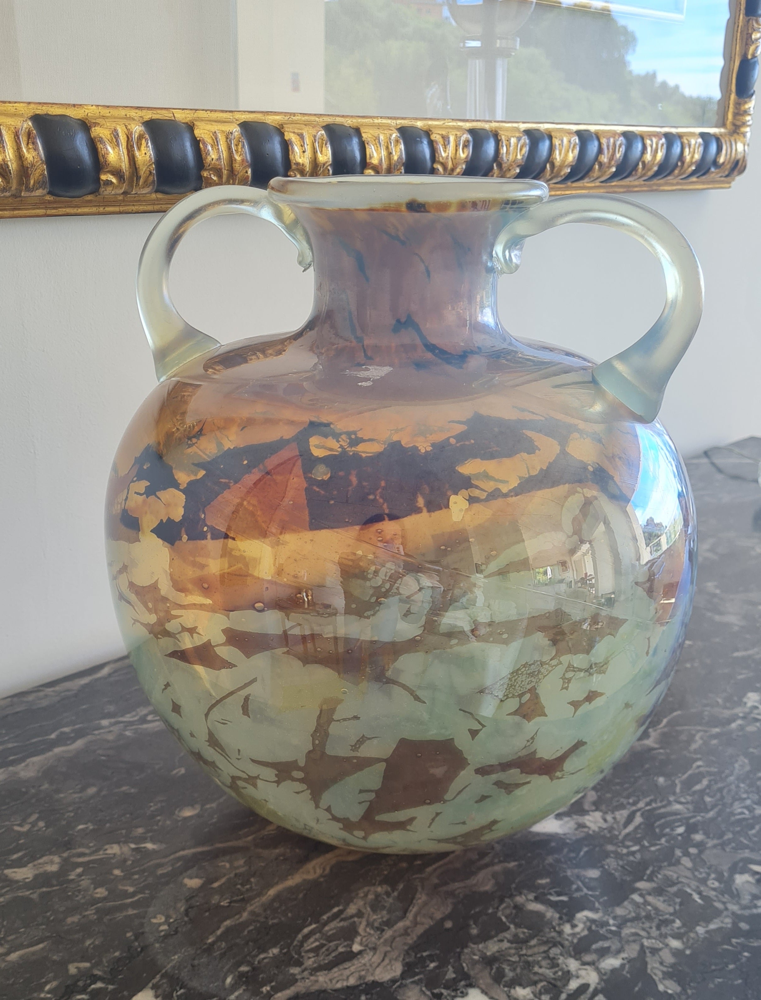 AVEM Murano Glass Vase – “Anse Volanti” Series – Iridescent Double Handles – Italy, c. 1950s