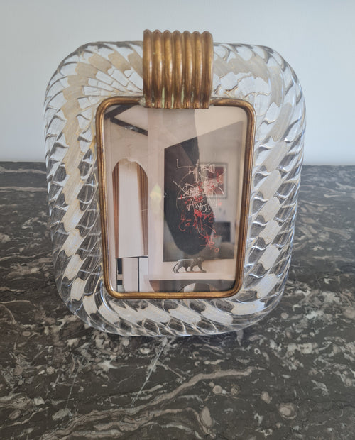 Barovier & Toso Murano Glass “Torchon” Photo Frame – Brass Mount – Italy, c. 1940s–1950s