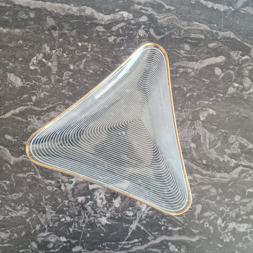 Carlo Scarpa for Venini – Pair of “A Fili e a Fasce” Glass Dishes (Triangular & Oval) – Murano, c. 1942