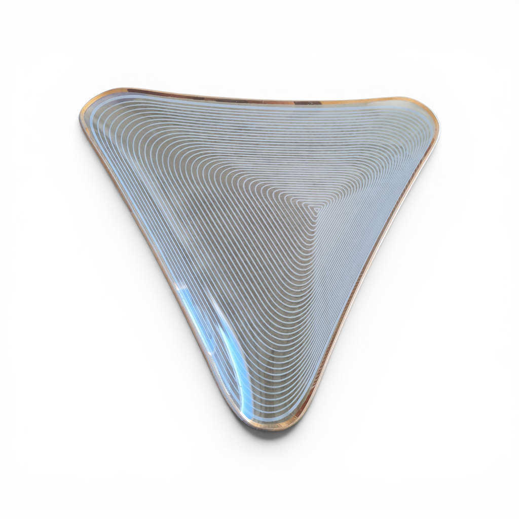 Carlo Scarpa for Venini – Pair of “A Fili e a Fasce” Glass Dishes (Triangular & Oval) – Murano, c. 1942