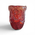 Murano – Large Ruby Red “Rubino” Art Glass Vase with Bullicante, Avventurina Gold Dust & Applied Morise – Italy, c. 1950s–60s