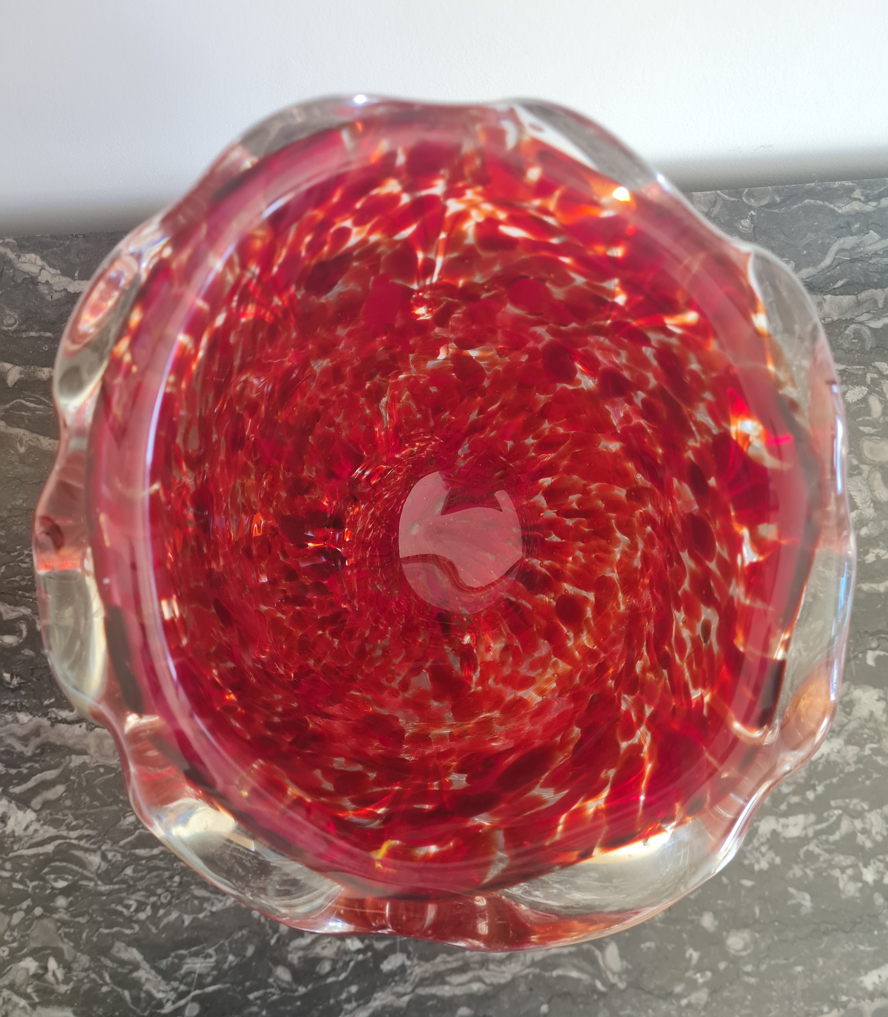 Murano – Large Ruby Red “Rubino” Art Glass Vase with Bullicante, Avventurina Gold Dust & Applied Morise – Italy, c. 1950s–60s
